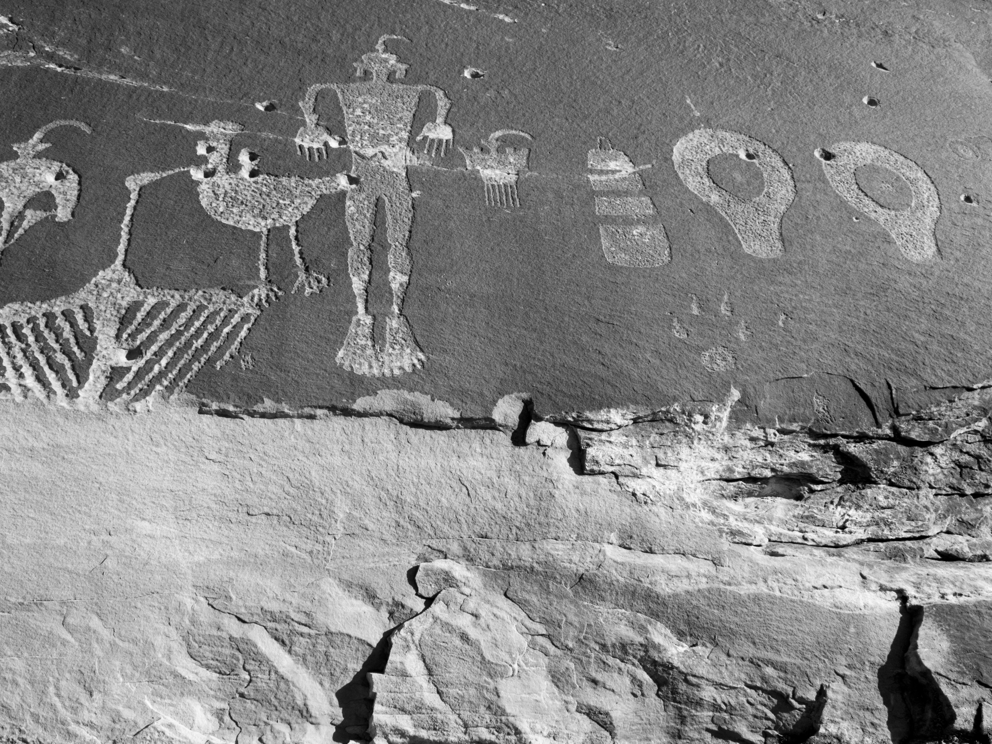 Petroglyphs, Wolfman Mural, Bluff, Utah