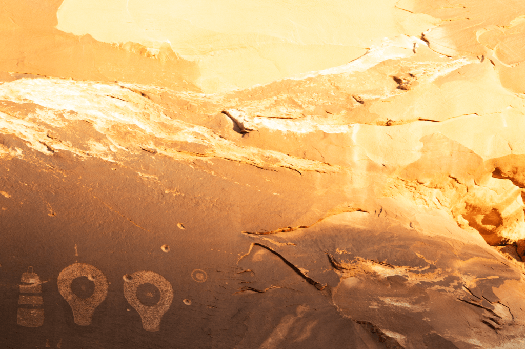 Petroglyphs, Wolfman Mural, Bluff, Utah